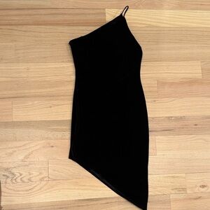 Black Velvet Asymmetrical Dress